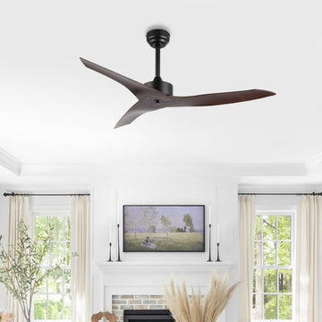 Aldrin 50" Modern Minimalist Iron/Plastic Mobile-App/Remote-Controlled 6-Speed Razor Ceiling Fan - JONATHAN Y